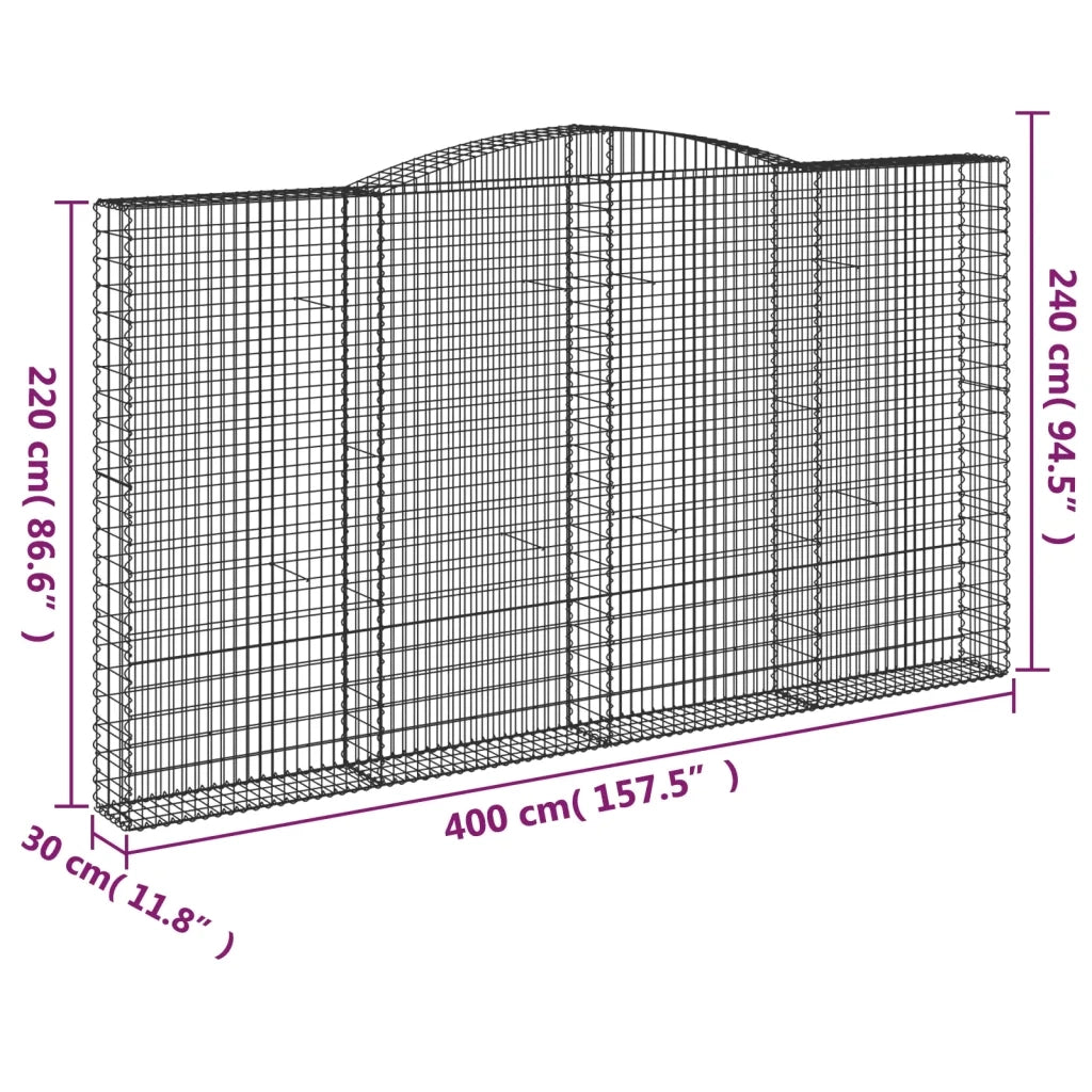 Cesti Gabbioni ad Arco 6 pz 400x30x220/240 cm Ferro Zincato 3146948