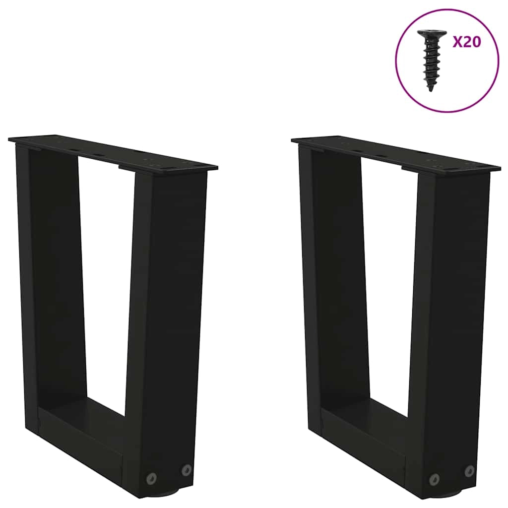 Set di 2 gambe regolabili per tavolino da caffè a forma di V 40 x 30-31,3 cm in acciaio nero 02_0056892