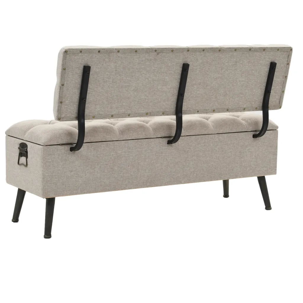 Cassapanca con Schienale-Baule-Armadietto contenitore 110 cm Crema in Tessuto