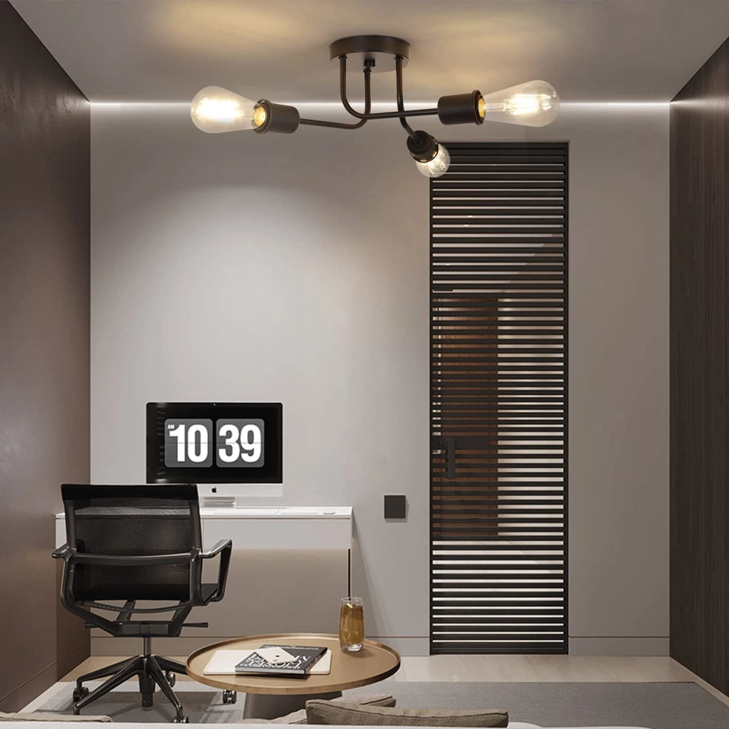 ZMH Lampada da soffitto 6 luci E27 stile industriale retrò nero metallo rustico per camera da letto ristorante
