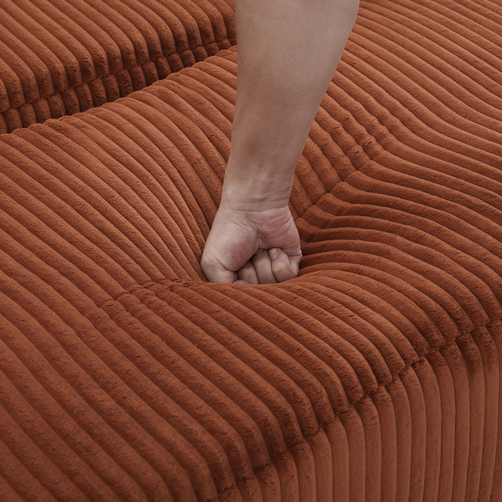Poltrona oversize - Xylo - Velluto costato con tasche laterali, pouf e nessun assemblaggio