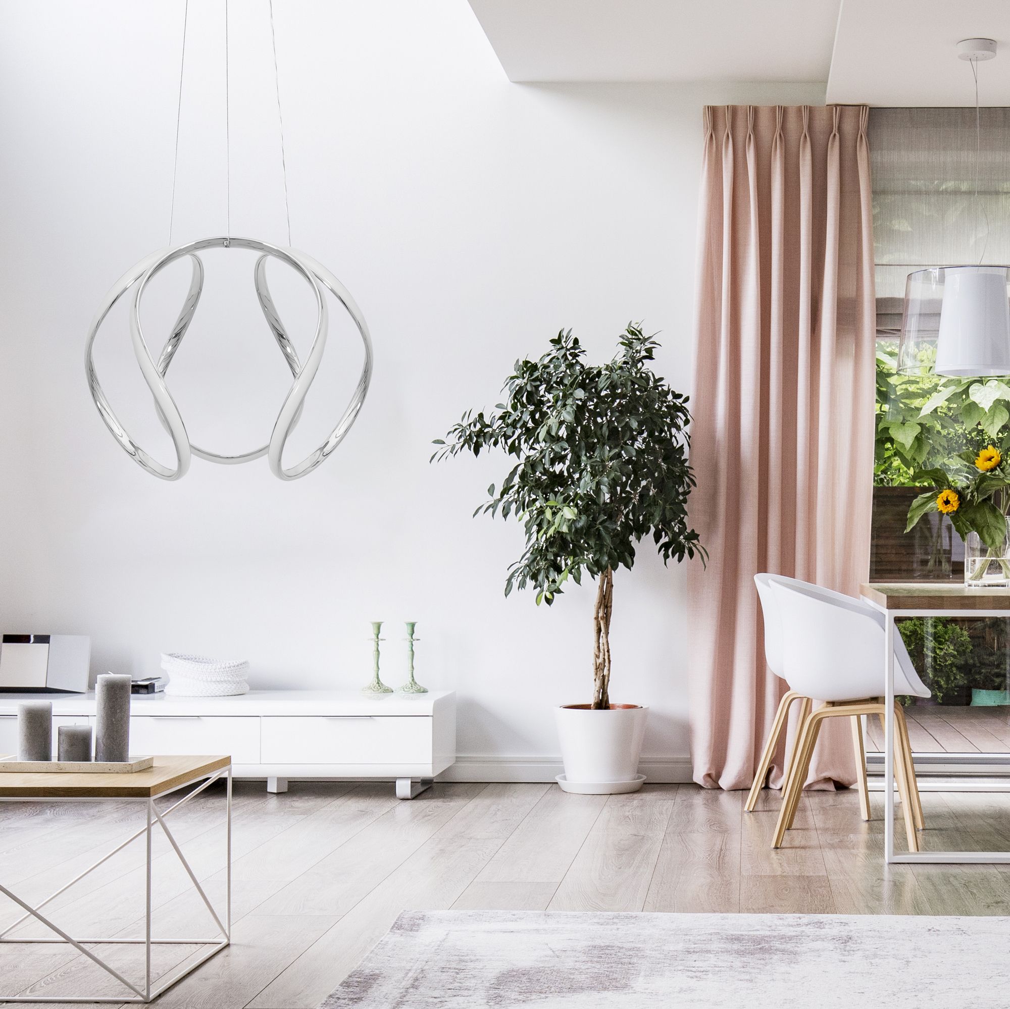 Lampada Da Soffitto Pensile Moderno Led Gold + Pilot Cromo App386-cp