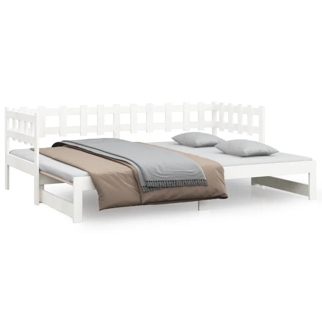 Dormeuse Estraibile Bianca 2x(90x190) cm Legno Massello di Pino cod mxl 31933