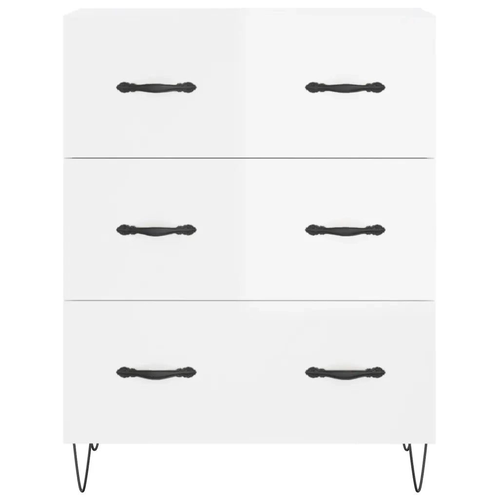 Credenza | Madia | Buffet da pranzo | Armadio da pranzo 69,5x34x90 cm in Legno Multistrato Bianco Lucido