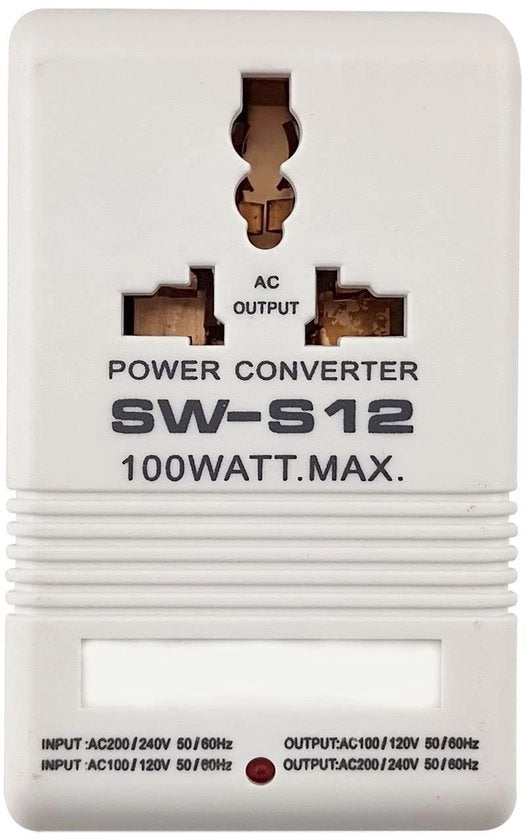 Inverter di Tensione 100W - Adattatore per Viaggi - Utilizzo Sicuro - 220V/240V a 110V/120V - Per Viaggi Internazionali - Incluso il Convertitore