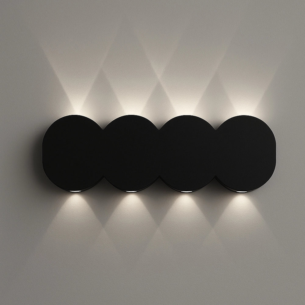 Applique da Muro LED 8 Luci Bianco Freddo Esterno Interno Alluminio 21x8x3 cm Nero