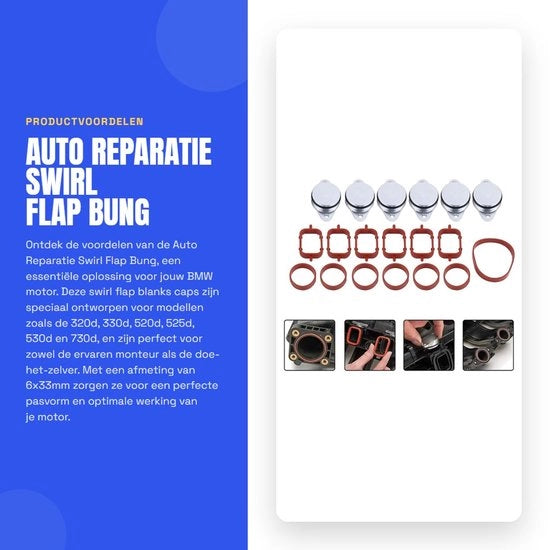 Kit di Afdichting per Intake Swirl Flap 6x33mm - Blanki Swirl Flap - Coppe - Kit di Afdichting per Intake - Sostituzione per Codici Motori M47/M57 - Buone Proprietà di Afdichtamento - Afdichtamento per Motori
