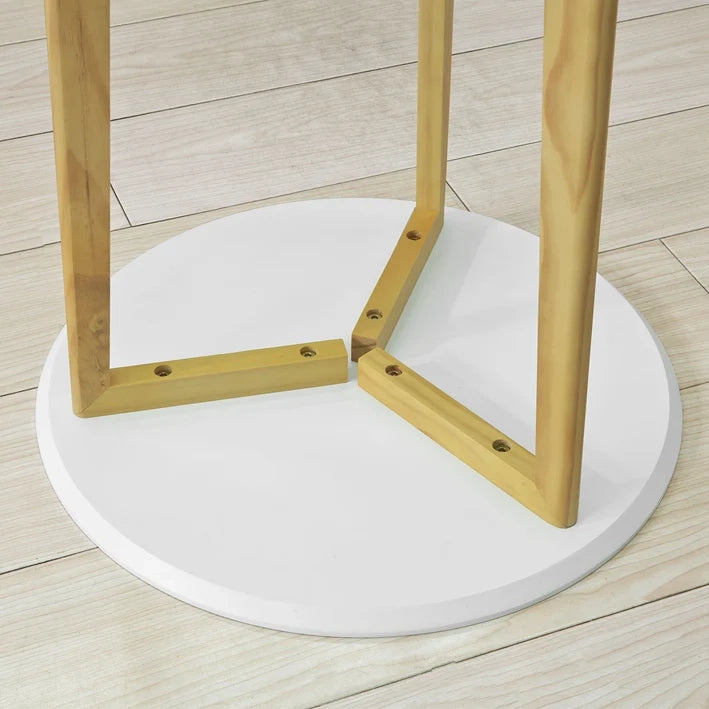 Tavolino basso da divano, Tavolino da caffè, con 2 piani,rotondo,bianco,FBT52-WN
