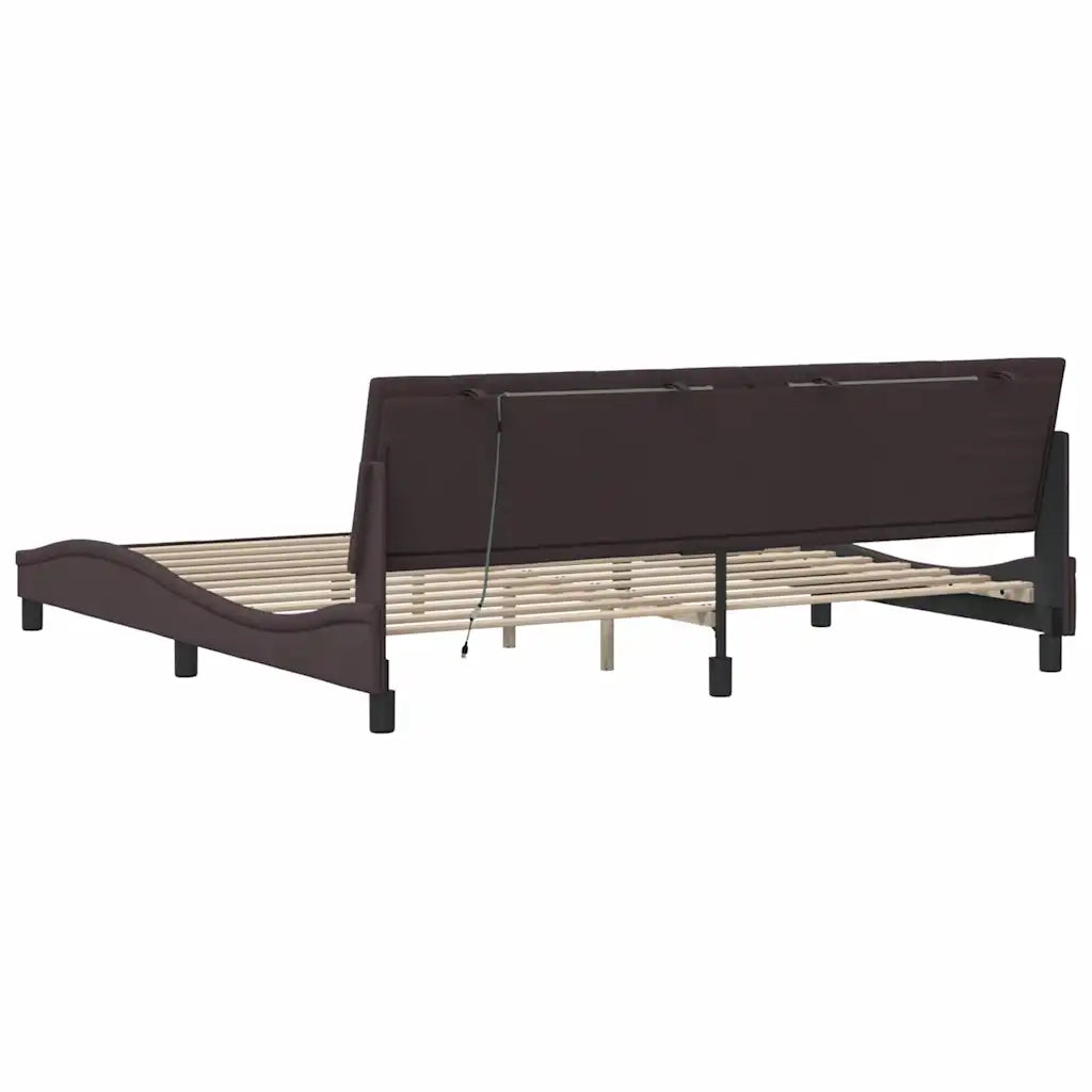 Giroletto senza Materasso Hanko Marrone Scuro 200x200 cm in Tessuto 3310485