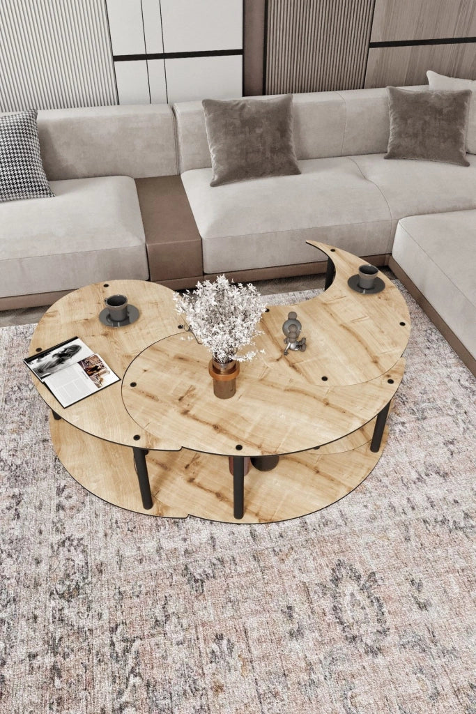 Set di tavolini in legno "Yin" 70 x 70 x 38 cm - Rovere