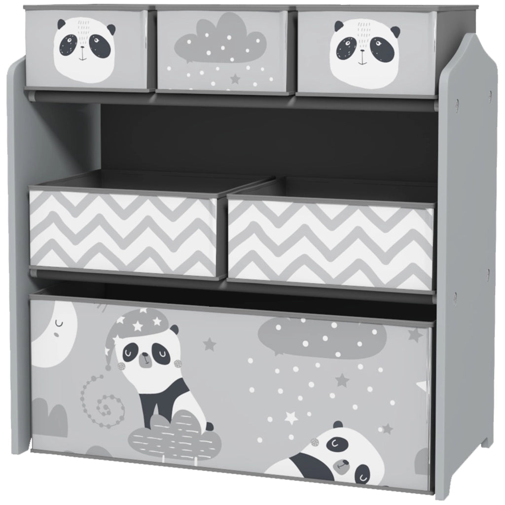 Scaffale portagiochi per bambini ¨C Xylo ¨C 6 cassetti in tessuto grigio 63x30x66 cm