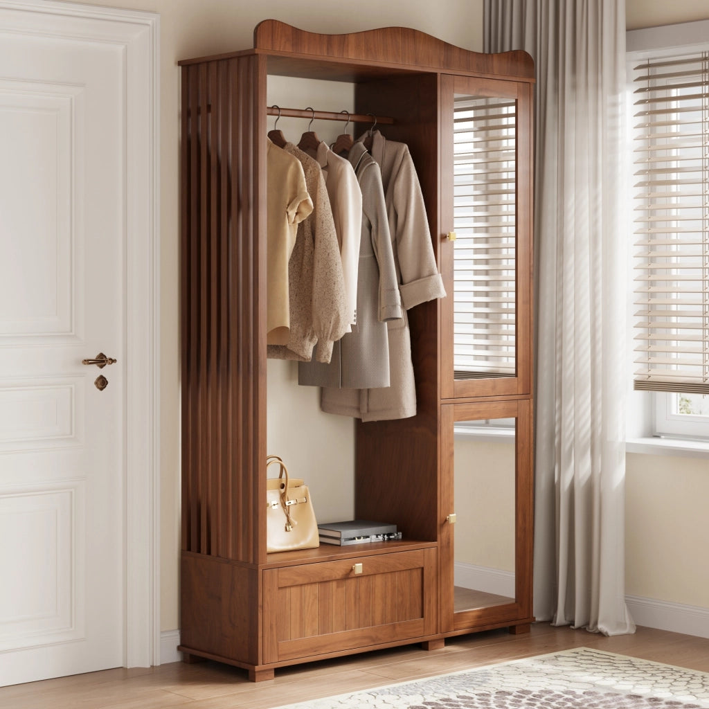 Armadio con Specchio e Appendiabiti ¨C MINIMAL ¨C Bianco, 2 Ante, Cassetti