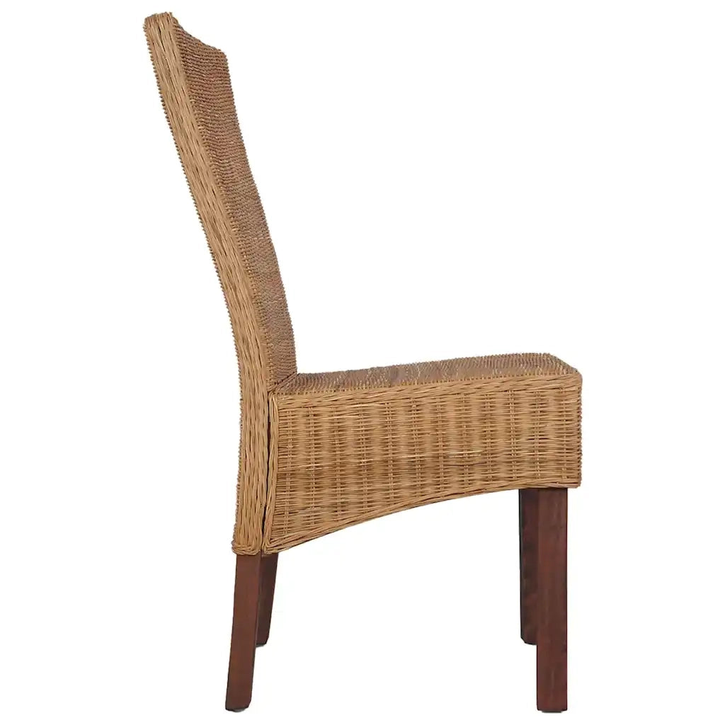 Sedie da Pranzo 2 pz Marroni in Rattan Naturale 243236