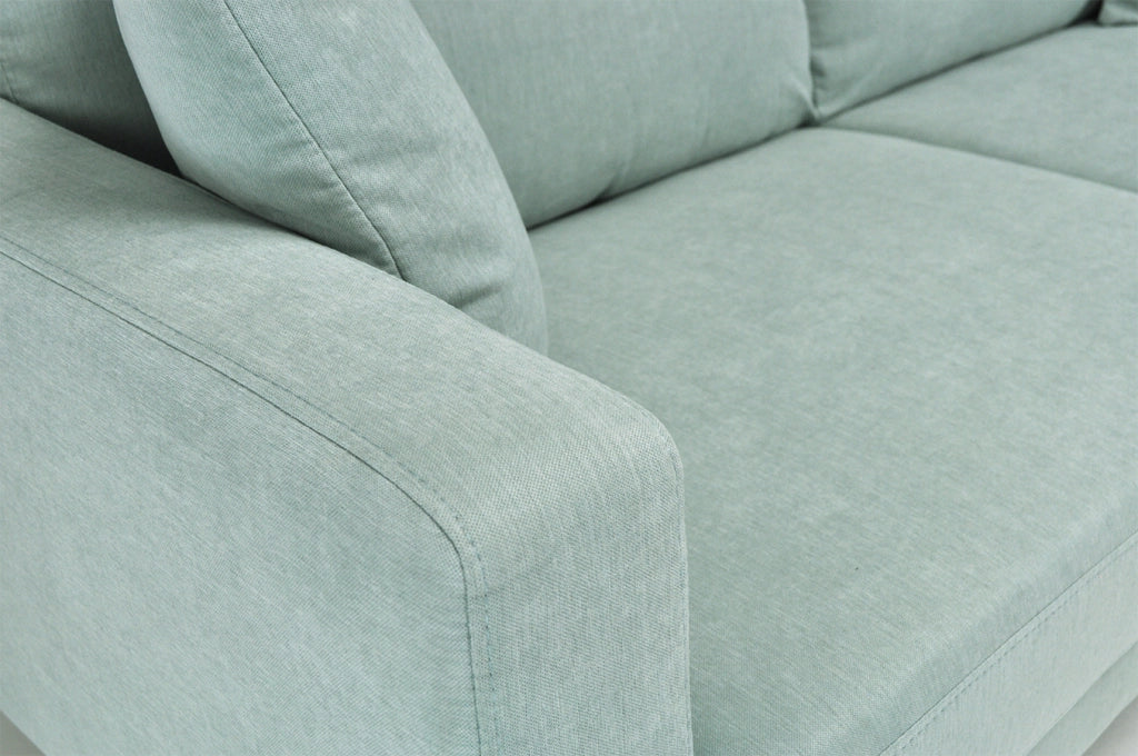 Divano 3 posti in tessuto vellutato verde tiffany piedi in legno - Chloe - DI-CH20FBC-PL