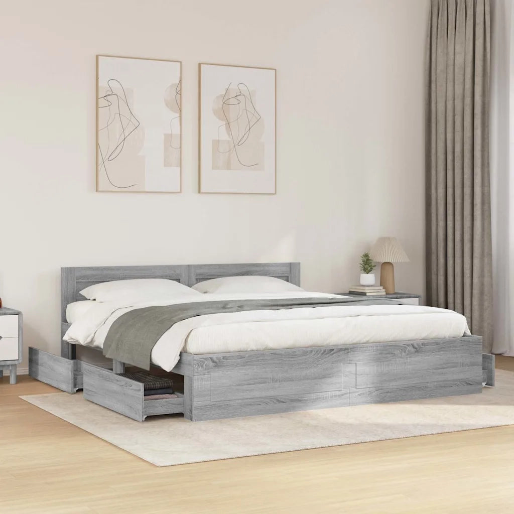 Giroletto Testiera Grigio Sonoma 180x200 cm Legno Multistrato 3295546