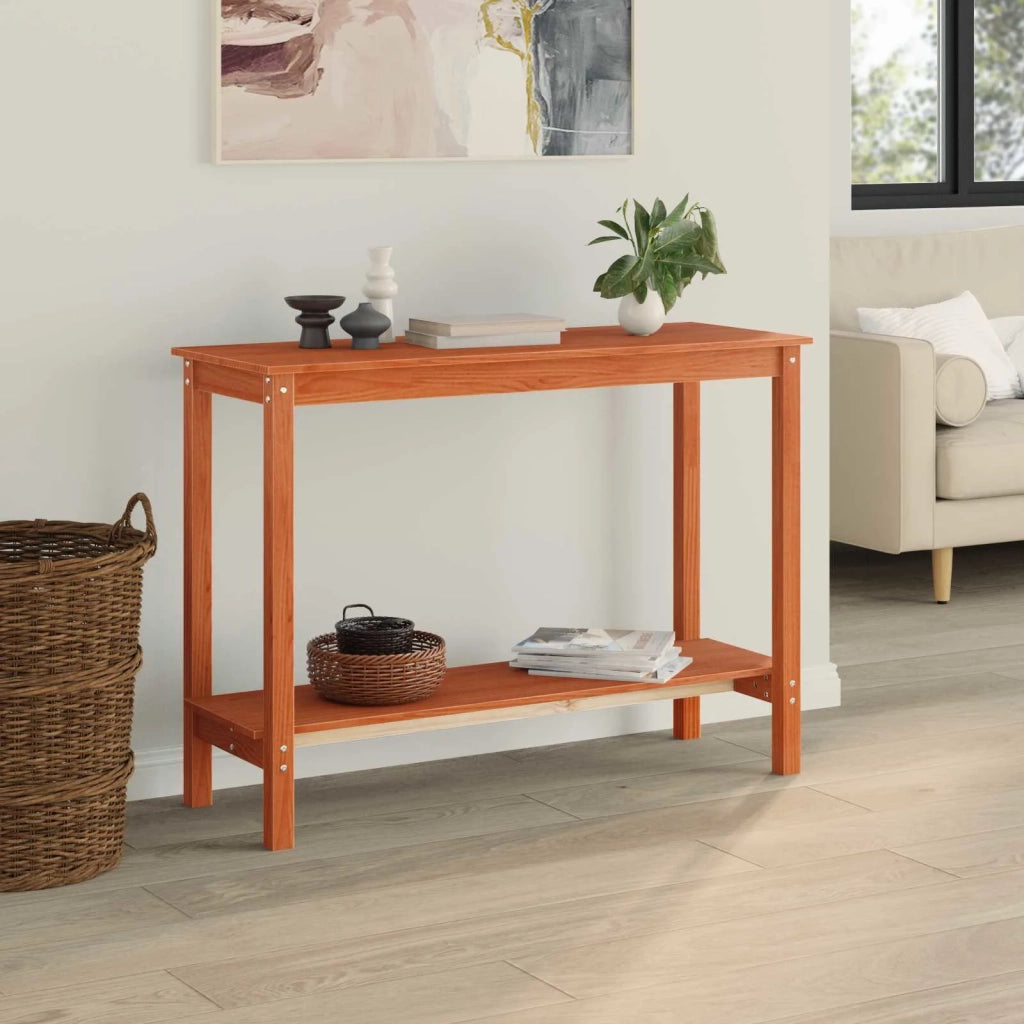 Tavolo consolle con lo scaffale Marrone Cera 110 x 40 x 80 cm 858235