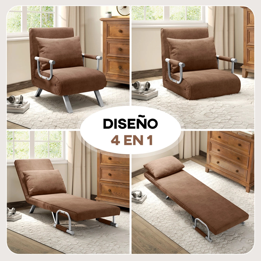 Letto Singolo Divano Pieghevole ¨C Zephmum ¨C 65x69x80 cm Marrone
