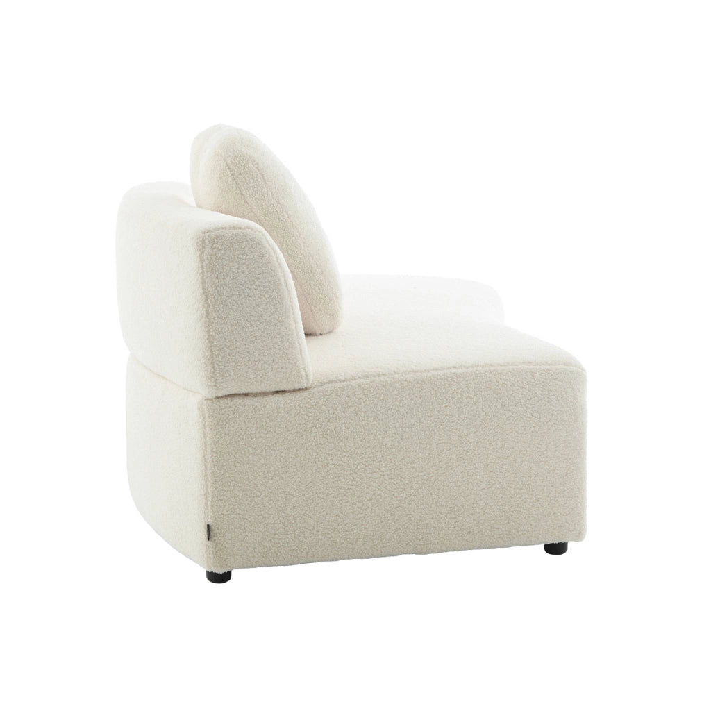 Divano organico a forma di virgola in bouclé, 2–3 posti, crema
