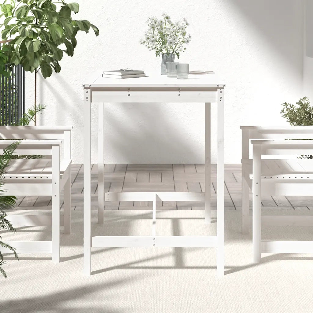 Tavolo da Giardino Bianco 121x82,5x110cm Legno Massello di Pino 824089
