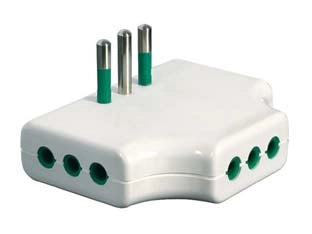 Adattatore Triplo Piatto 2 Poli + Terra 10A Bianco 82250 Fanton 4 Pezzi