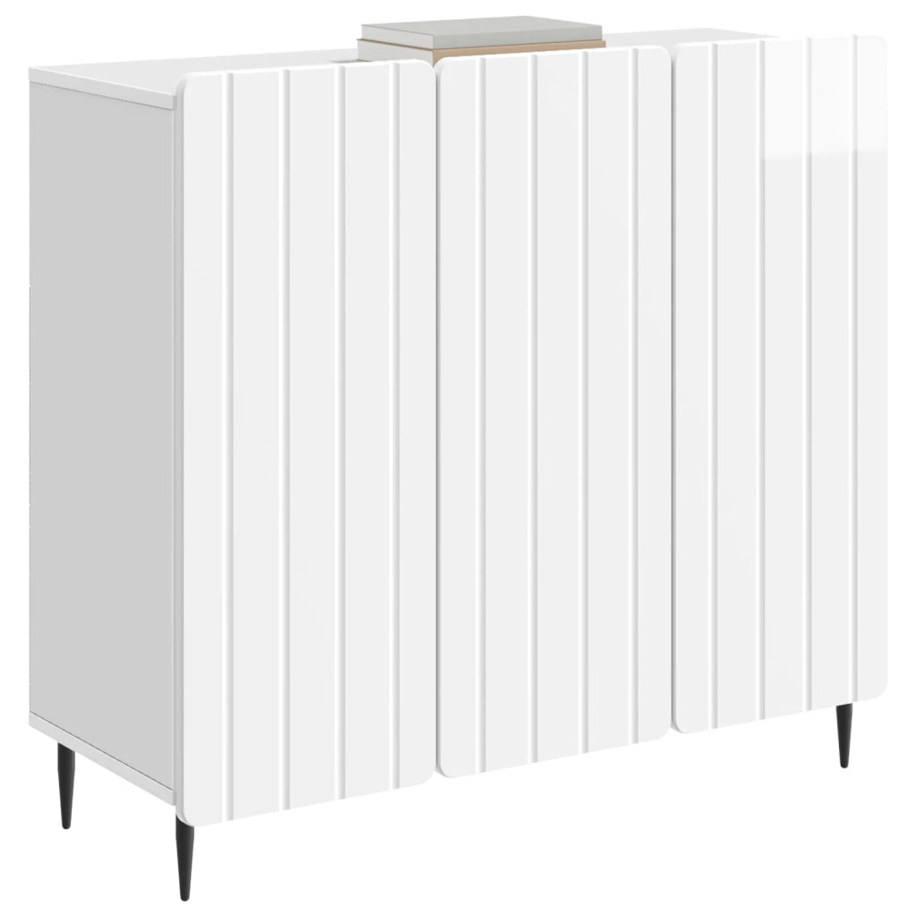 Credenza Bianco Lucido 89 x 34,5 x 82 cm Legno ingegnerizzato