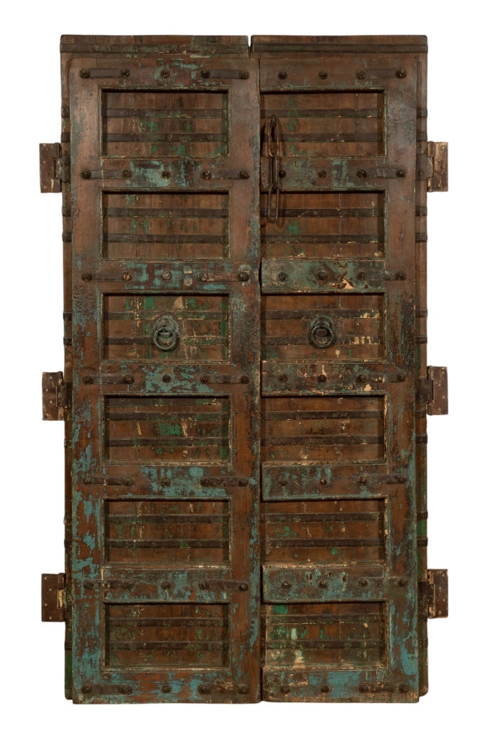 Biscottini Porta portone in legno massello e ferro da interno o da esterno vecchia e antica medievale scorrevole