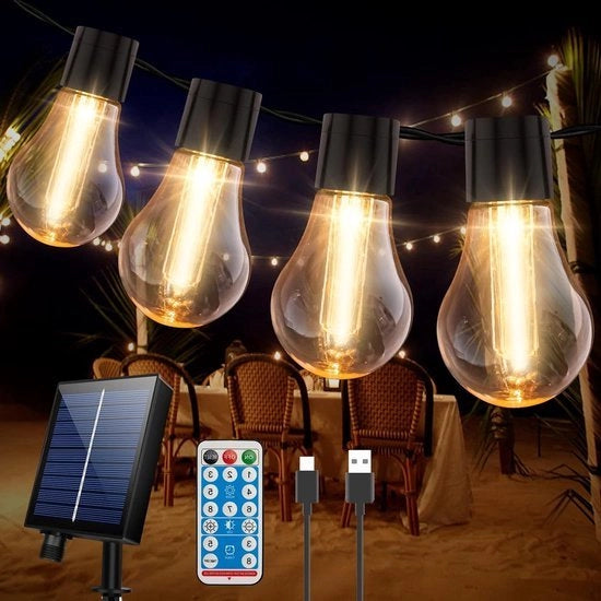 Fili di illuminazione solare 20 led 9 m IP65 resistente all'acqua - illuminazione esterna - 8 modalità - decorazione terrazza giardino balcone - Natale stanza festa decorazione interna