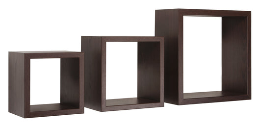 Set 3 Mensole da Parete Cubo in Fibra di Legno Rubic Wengè