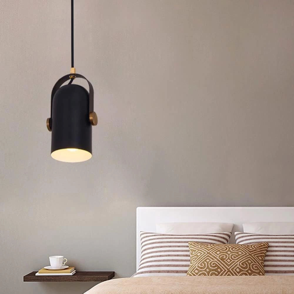 Trade Shop - Lampadario A Sospensione Da Soffitto Design Con Paralume Orientabile Attacco E27 Ip20 A21 - Nero