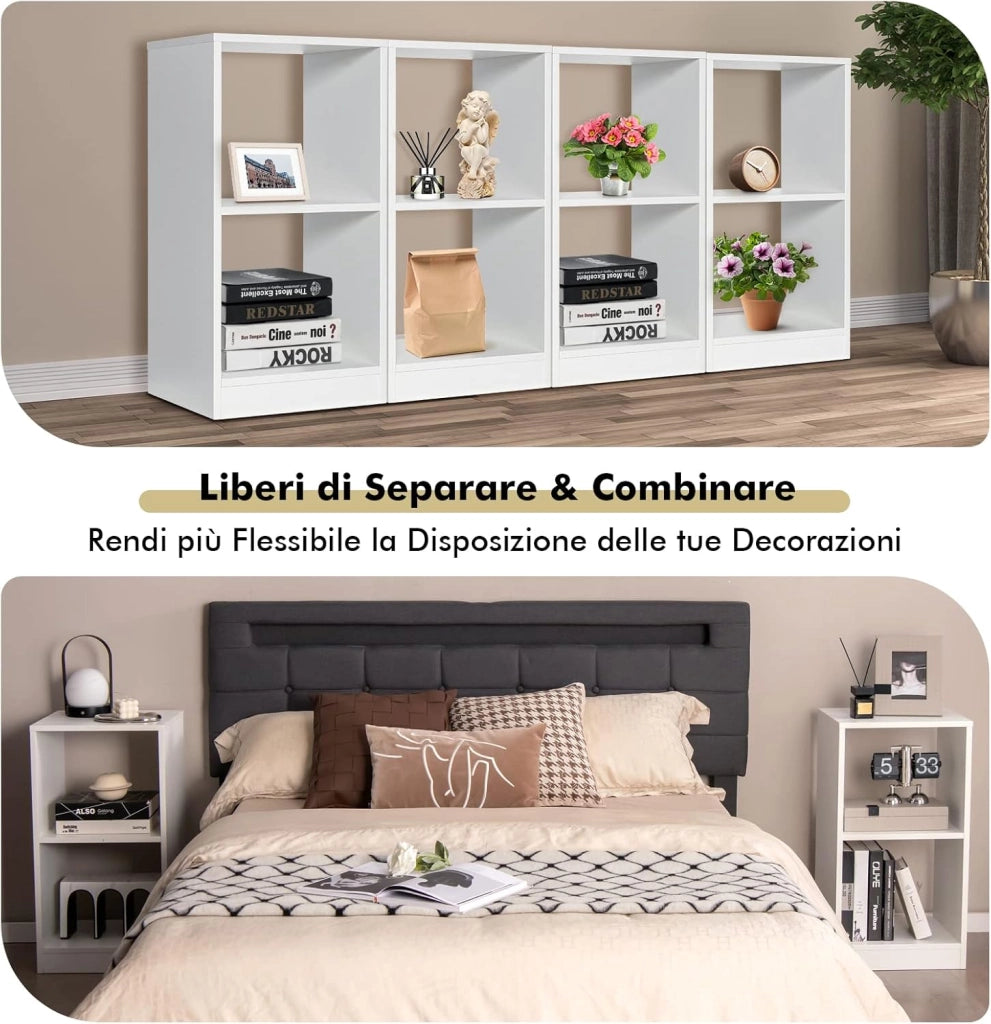 Set di Librerie a 2 Pezzi, Libreria in Legno a 2 Livelli, Scaffale Espositivo con Dispositivo Antiribaltamento, Scaffale Multifunzionale per Soggiorno Studio Ufficio, 38x33x72,5 cm