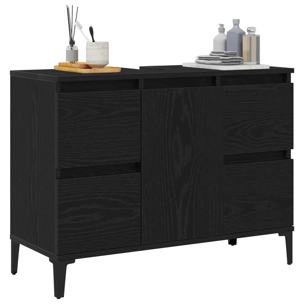 Mobile lavabo  Nero Rovere 80x33x60 cm in legno ingegnerizzato