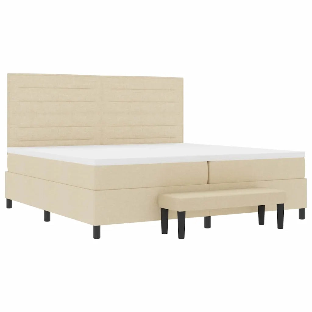 Letto a molle con materasso Crema 200 x 200 cm Tessuto 3344021