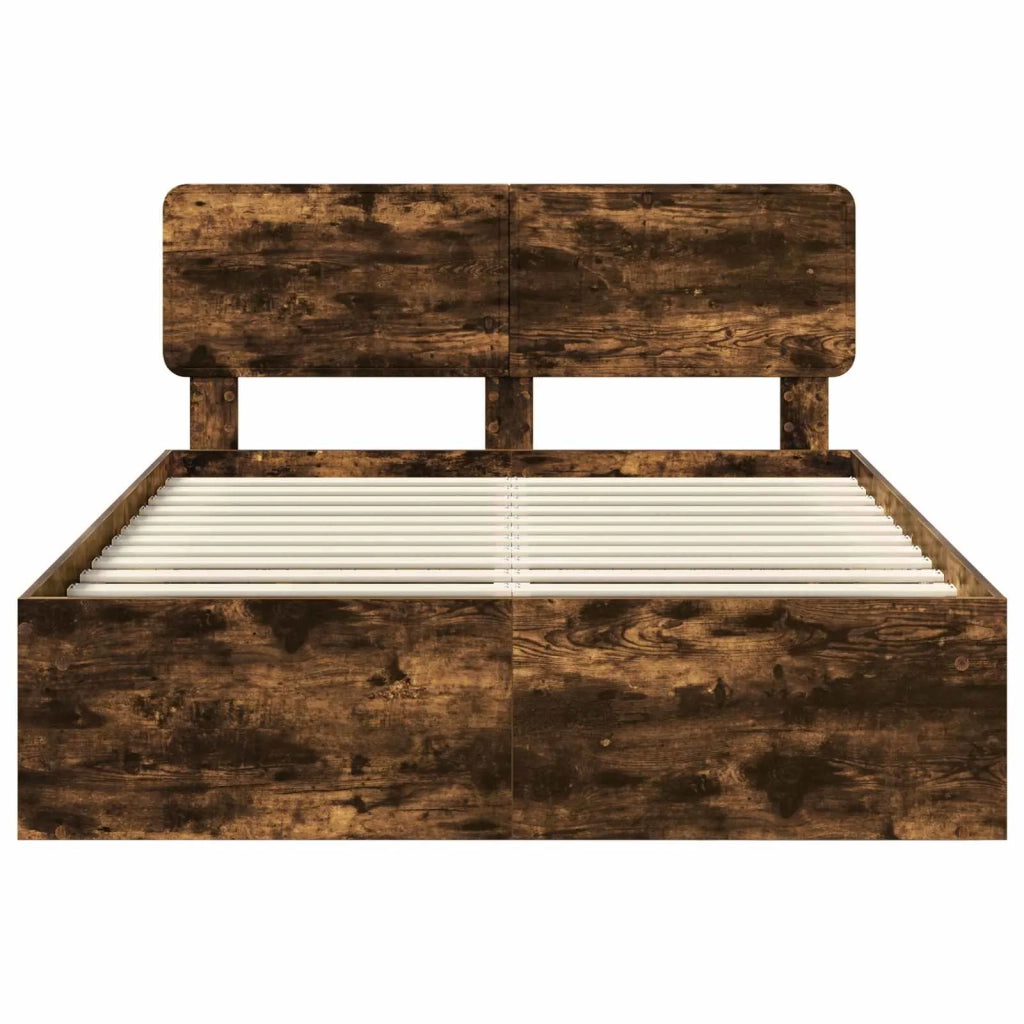 Struttura del letto Rovere fumé 160 x 200 cm Pino massello 3412055