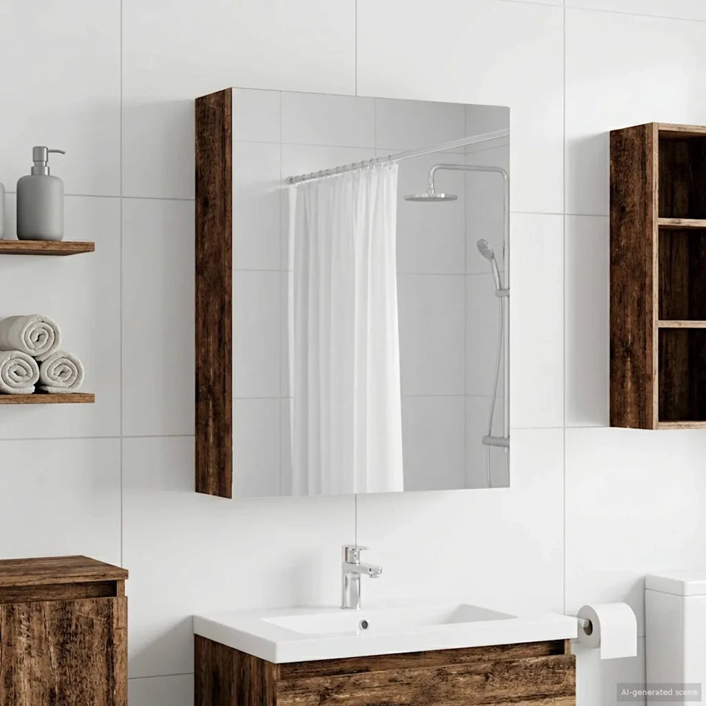 Mobiletto per specchio da bagno Legno vecchio 50 x 14,5 x 70 cm 889045