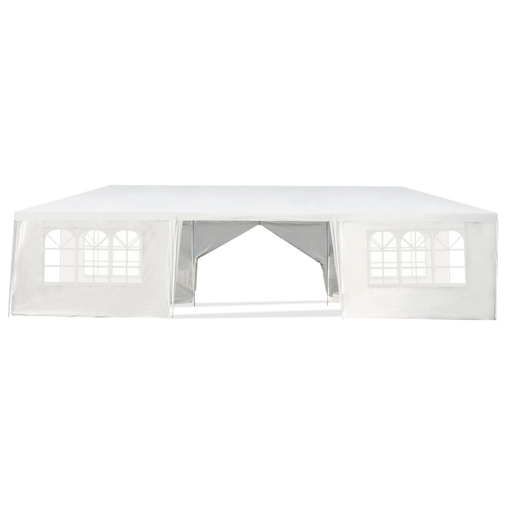 Gazebo impermeabile 3 x 9 m con pali resistenti, Pergola per matrimonio eventi in spiaggia barbecue, Bianco-Gazebo