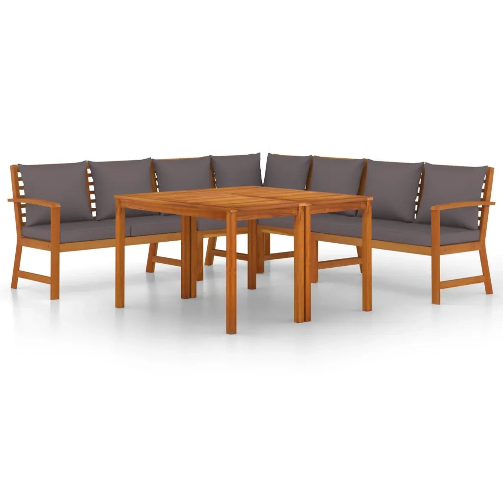 Set da Pranzo Giardino 7pz con Cuscini Legno Massello di Acaciacod mxl 69600