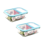 KIT SET 2 PZ MAURY'S CONTENITORE IN VETRO 2 SCOMPARTI ERMETICI 0,64 LT