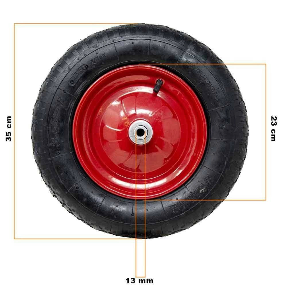 Trade Shop - Ruota Pneumatica Per Carriola Diametro Da 35cm In Gomma 3.50-8 Modello Vespa -