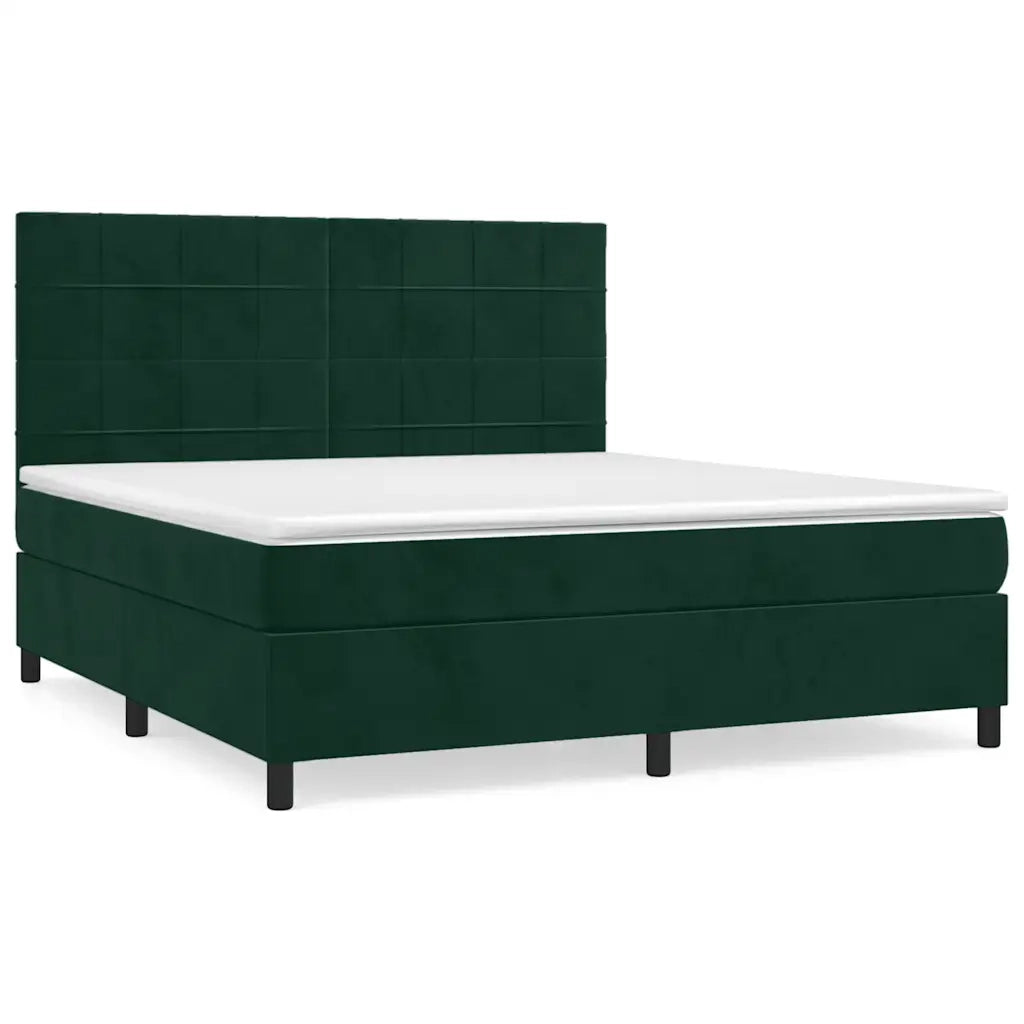 Giroletto a Molle con Materasso Verde Scuro 180x200 cm Velluto 3143040