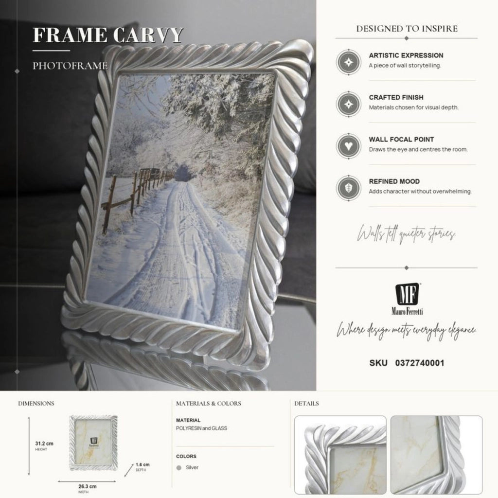 Cornice portafoto Carvy in resina argento 20x25
