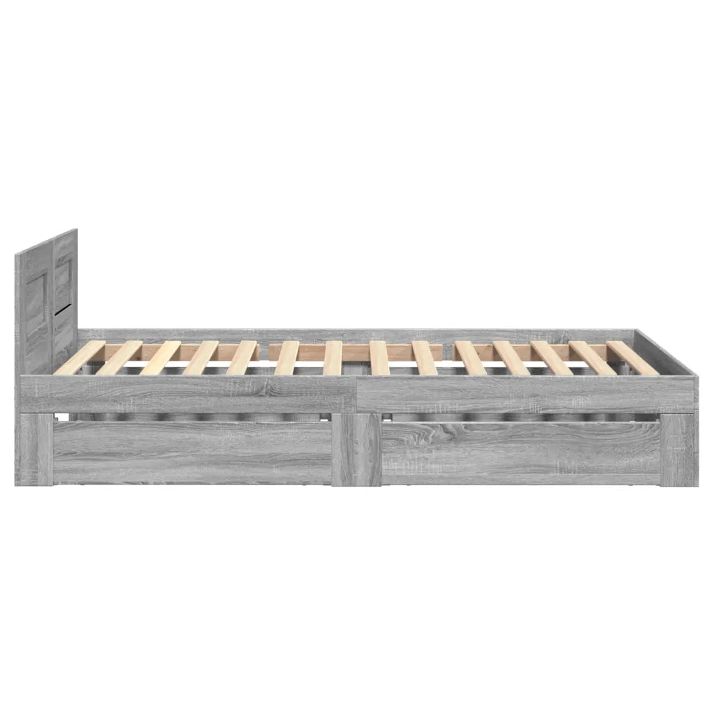 vidaXL Giroletto con Testiera Grigio Sonoma 90x200cm Legno Multistrato