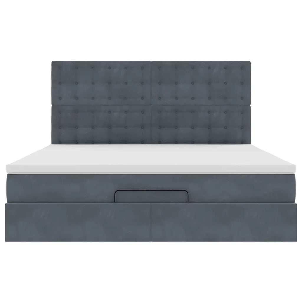 Struttura Letto Pouf con Materassi 160x200 cm in Velluto 3313626