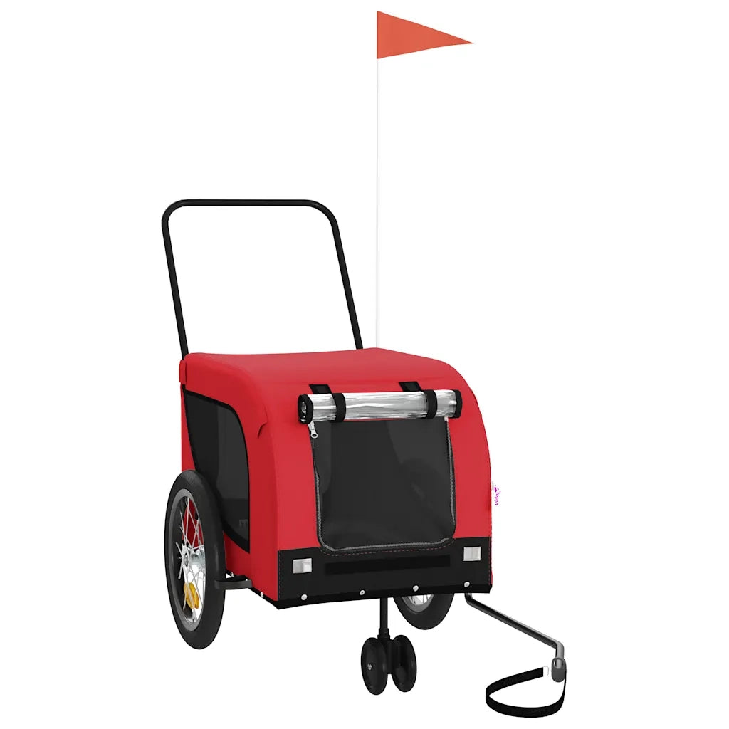 Rimorchio da Bici per Animali Rosso e Nero Oxford e Ferro CFW8759332