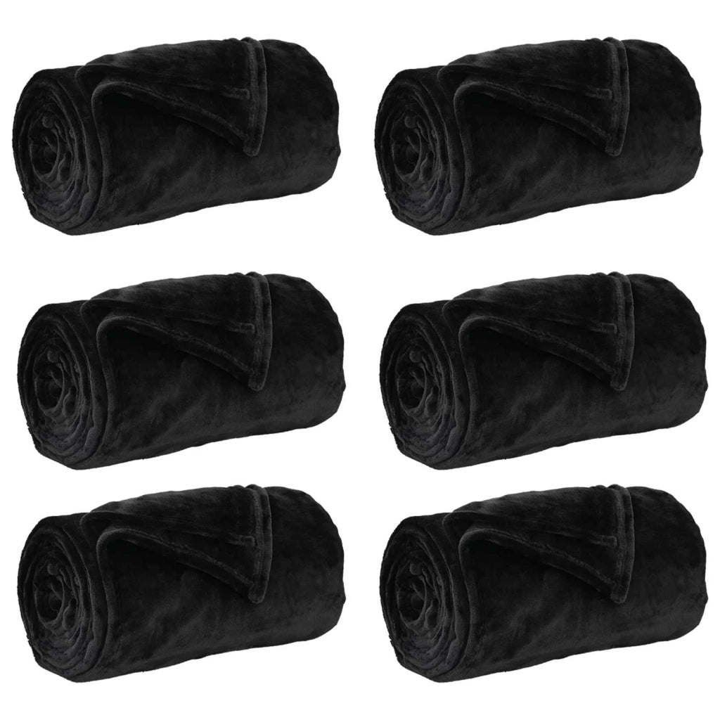 Coperte da Pile 6 pcs Nero 220 x 240 cm Panno