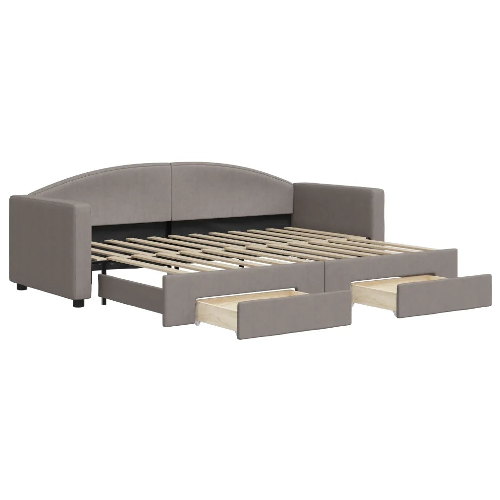 Divano Letto Estraibile con Cassetti Tortora 80x200 cm Tessuto