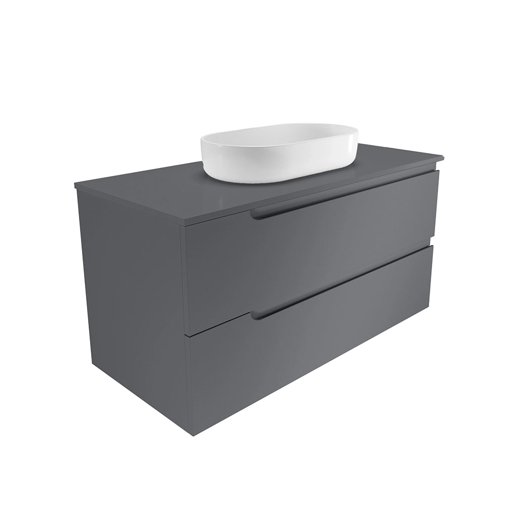 Mobile bagno sospeso 70 cm due cassetti grigio opaco con top | Ardenne
