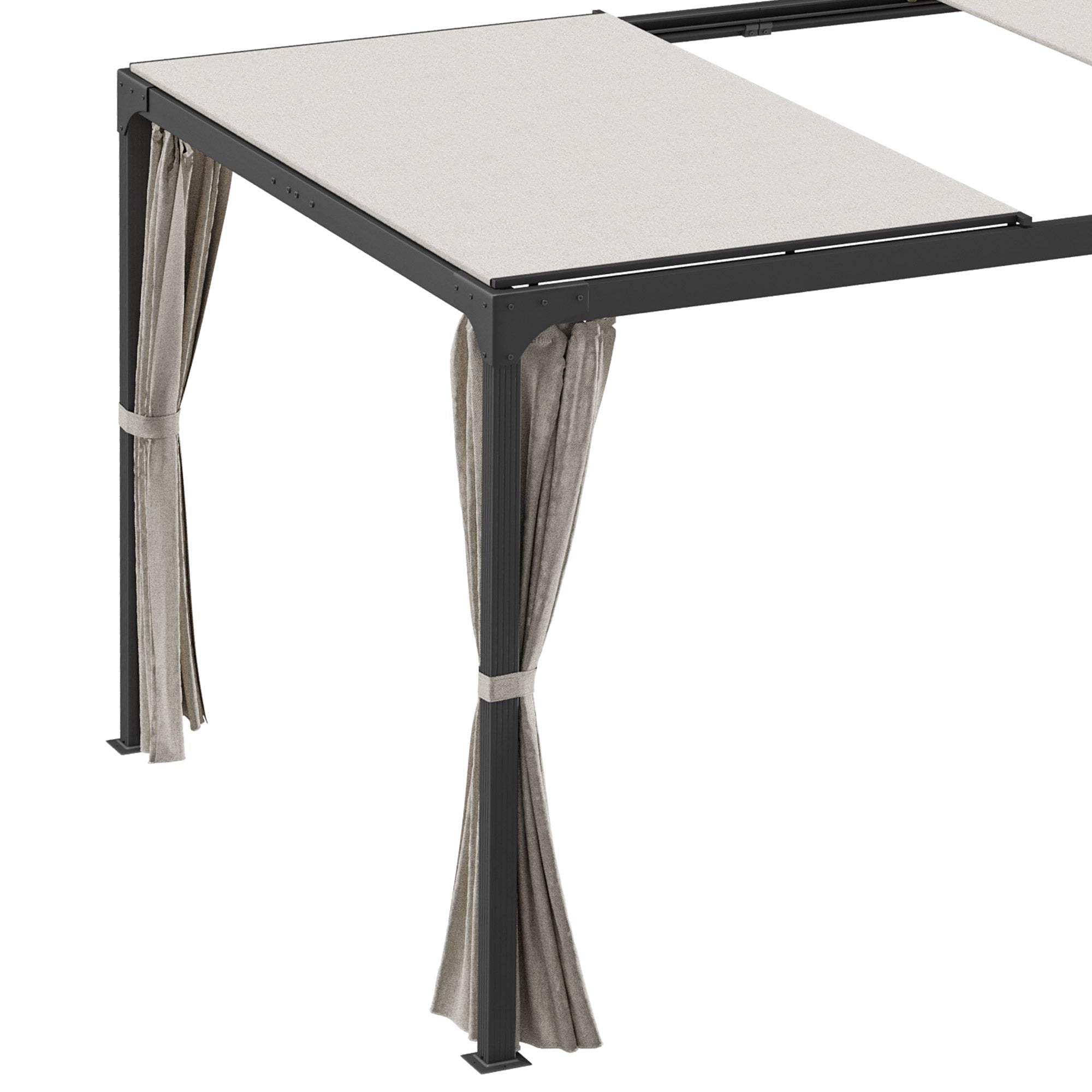 Pergola da Giardino 3x3m con Tende in Alluminio e Acciaio Beige