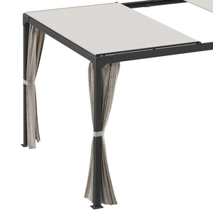 Pergola da Giardino 3x3m con Tende in Alluminio e Acciaio Beige