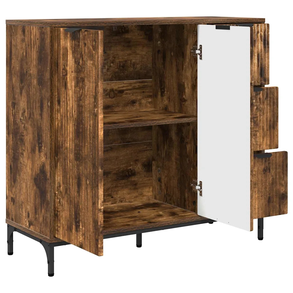 Credenza-Buffet-Armadio da cucina Rovere fumo 89.5 x 33 x 82 cm Legno multistrato