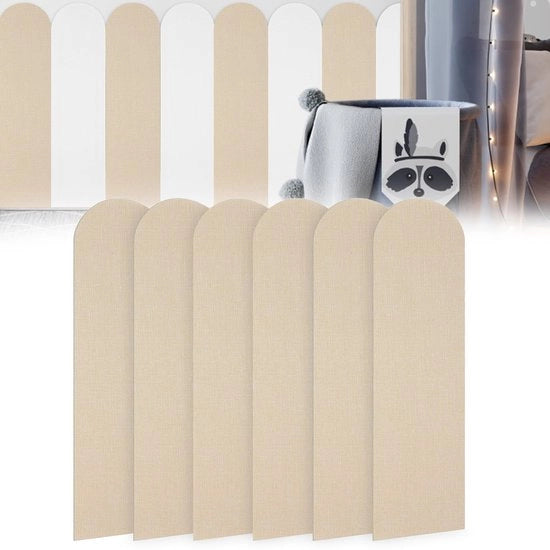 Pacchetto di 6 pannelli per parete 3D, copertura di schiuma XPE 56 x 15 cm, pannello di assorbimento autoadesivo, rivestimento per parete antibatterico per camera da letto, camera dei bambini (giallo chiaro)